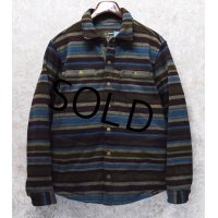 【L.L.Bean 】【L.L.ビーン】ビンテージ【オリーブｘ紫ｘ水色】ボーダー【フリースジャケット】フリースシャツ【サイズＭＲ】 