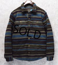 【L.L.Bean 】【L.L.ビーン】ビンテージ【オリーブｘ紫ｘ水色】ボーダー【フリースジャケット】フリースシャツ【サイズＭＲ】 