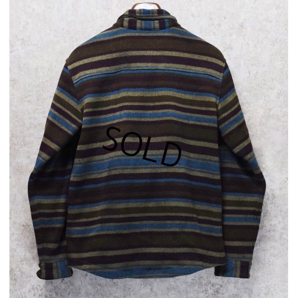 画像3: 【L.L.Bean 】【L.L.ビーン】ビンテージ【オリーブｘ紫ｘ水色】ボーダー【フリースジャケット】フリースシャツ【サイズＭＲ】 