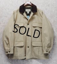【ビンテージ】【エディーバウアー】【ベージュ×襟ブラウンコーデュロイ】コットンジャケット【ハンティングジャケット】【サイズＬ】