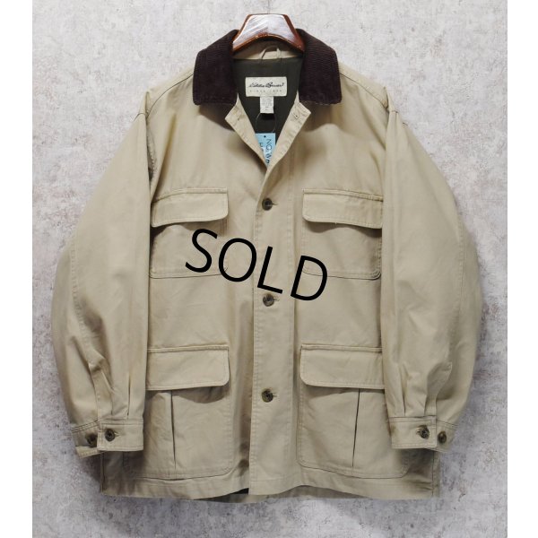 画像1: 【ビンテージ】【エディーバウアー】【ベージュ×襟ブラウンコーデュロイ】コットンジャケット【ハンティングジャケット】【サイズL】