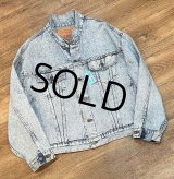 90’s 【ビンテージ】USA製【リーバイス】【LEVIS】【70598】【ケミカルウォッシュ】【デカパッチ】【Gジャン】デニムジャケット【サイズXL】 