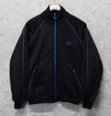  ビンテージ【ＰＵＭＡ】プーマ【黒ｘ青ライン】ポリエステル【トラックジャケット】【サイズM】 