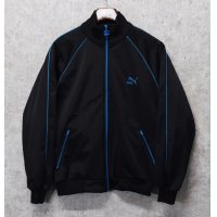  ビンテージ【ＰＵＭＡ】プーマ【黒ｘ青ライン】ポリエステル【トラックジャケット】【サイズM】 