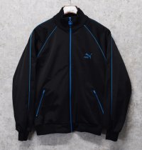  ビンテージ【ＰＵＭＡ】プーマ【黒ｘ青ライン】ポリエステル【トラックジャケット】【サイズM】 