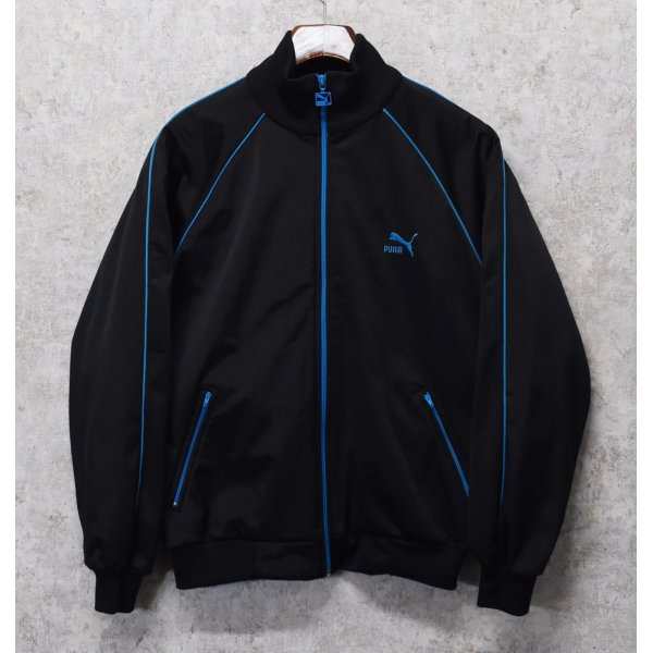 画像1:  ビンテージ【ＰＵＭＡ】プーマ【黒ｘ青ライン】ポリエステル【トラックジャケット】【サイズM】 