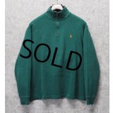 【ラルフローレン】POLO RALPH LAUREN【緑】【無地】【ハーフジップ】【コットンセーター】【サイズL】  
