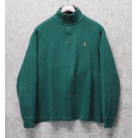 【ラルフローレン】POLO RALPH LAUREN【緑】【無地】【ハーフジップ】【コットンセーター】【サイズL】  
