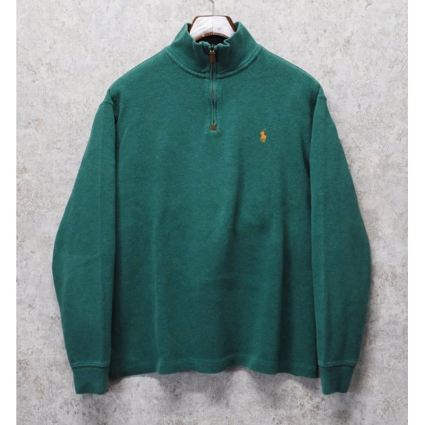 画像1: 【ラルフローレン】POLO RALPH LAUREN【緑】【無地】【ハーフジップ】【コットンセーター】【サイズL】  
