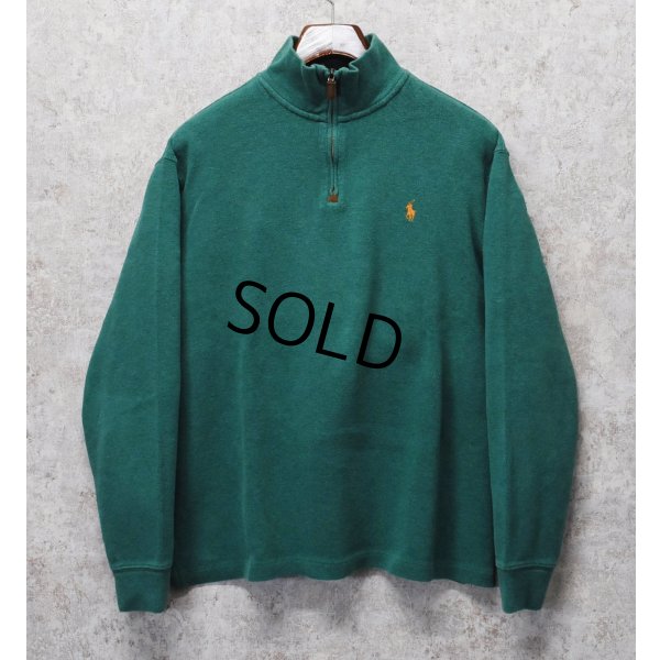 画像1: 【ラルフローレン】POLO RALPH LAUREN【緑】【無地】【ハーフジップ】【コットンセーター】【サイズL】  