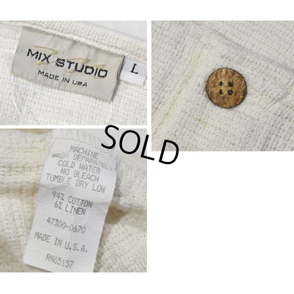 画像2: USA製 ビンテージ【MIX STUDIO】【白】【ヘンリーネックTシャツ】【半袖Tシャツ】【サイズＬ】 