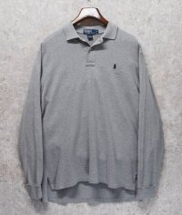 【ラルフローレン】 【POLO ralph lauren】【グレー】コットン【長袖ポロシャツ】 【サイズＬ】  