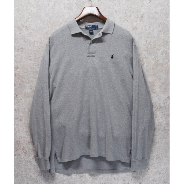 画像1: 【ラルフローレン】 【POLO ralph lauren】【グレー】コットン【長袖ポロシャツ】 【サイズＬ】  