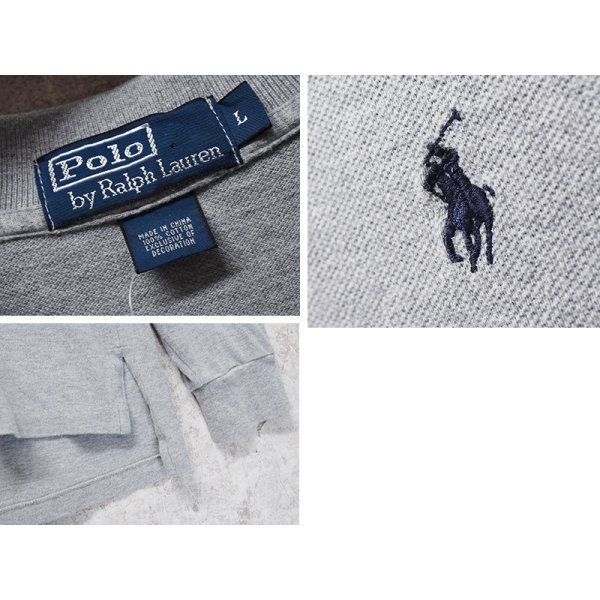 画像2: 【ラルフローレン】 【POLO ralph lauren】【グレー】コットン【長袖ポロシャツ】 【サイズＬ】  