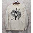 画像1: 【ビンテージ】【オフホワイト】【３匹の猫】【プリント】前後プリント【ロンT】【サイズS】<br> (1)