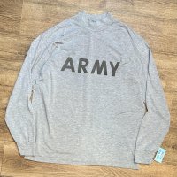 【00's】【U.S.ARMY】米軍【ＡＲＭＹ】【グレー】【モックネック】【フィットネスユニフォーム】【ロンT】【サイズL】 