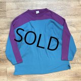 【USA製】【ビンテージ】【CHEETAH】【ターコイズ×紫】スウェットカットソー【サイズＬ】 