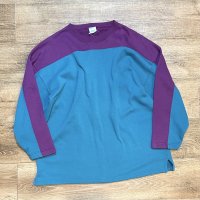 【USA製】【ビンテージ】【CHEETAH】【ターコイズ×紫】スウェットカットソー【サイズＬ】 