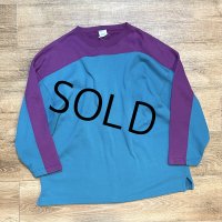 【USA製】【ビンテージ】【CHEETAH】【ターコイズ×紫】スウェットカットソー【サイズＬ】 