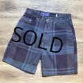 90's【USA製】【LEVI'S】【シルバータブ】【リーバイス】【エンジ×水色チェック】【デニム生地ショーツ】【W33】 