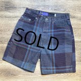 90's【USA製】【LEVI'S】【シルバータブ】【リーバイス】【エンジ×水色チェック】【デニム生地ショーツ】【W33】 