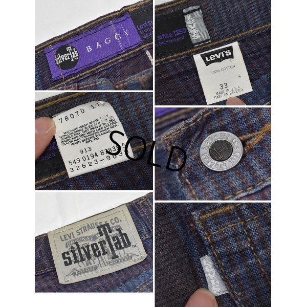 画像2: 90's【USA製】【LEVI'S】【シルバータブ】【リーバイス】【エンジ×水色チェック】【デニム生地ショーツ】【W33】 