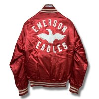 50's【AMCO】ビンテージ【EMERSON EAGLES】フェルトワッペン【赤】【サテンジャケット】ＵＳ４２  