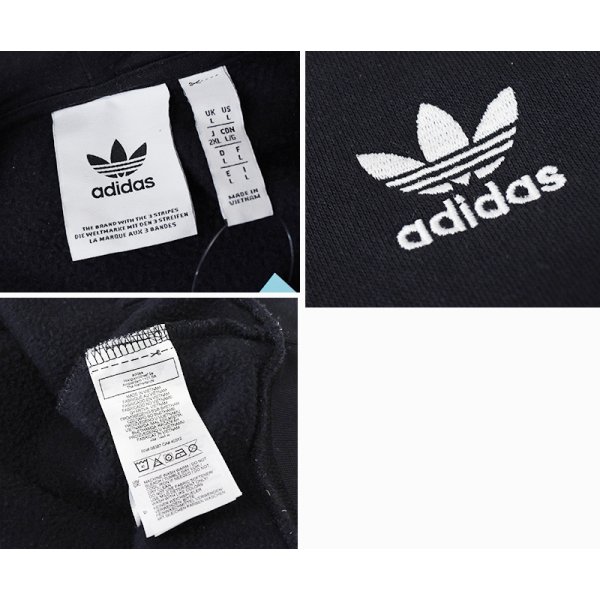 画像2: 【ビンテージ】【アディダス】adidas【黒】【黒無地】パーカー　胸トレフォイルロゴ入り【サイズL】 