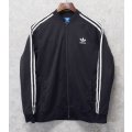 【ビンテージ】【アディダス】adidas【黒×白ライン】ジャージ【トラックジャケット】【トラックジャージ】【サイズＸＬ】 