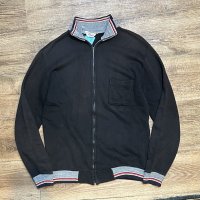 【USA製】【ビンテージ】【CAMPUS】【キャンパス】【黒ｘグレーリブ】【ジップアップスウェットカーディガン】【サイズＭ】 