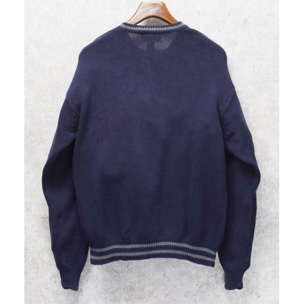 画像3: 90’s~【ビンテージ】【エディーバウアー】【ネイビー×グレーライン】【Vネック】【コットンセーター】【サイズL】 