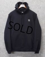 【ビンテージ】【アディダス】adidas【黒】【黒無地】パーカー　胸トレフォイルロゴ入り【サイズL】 
