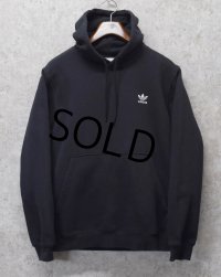 【ビンテージ】【アディダス】adidas【黒】【黒無地】パーカー　胸トレフォイルロゴ入り【サイズL】 