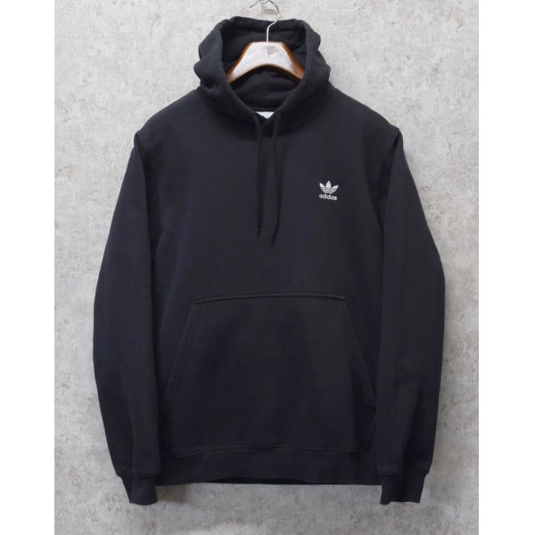 画像1: 【ビンテージ】【アディダス】adidas【黒】【黒無地】パーカー　胸トレフォイルロゴ入り【サイズL】 