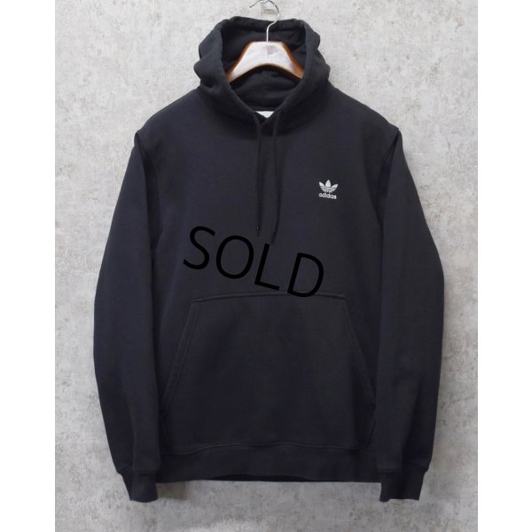画像1: 【ビンテージ】【アディダス】adidas【黒】【黒無地】パーカー　胸トレフォイルロゴ入り【サイズL】 