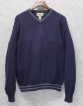 90’s~【ビンテージ】【エディーバウアー】【ネイビー×グレーライン】【Vネック】【コットンセーター】【サイズL】 