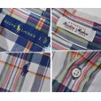 画像2: POLO RALPH LAUREN【ラルフローレン】ビンテージ【白ｘ青ｘ黄】【インディアンマドラスチェック】【ボタンダウン半袖シャツ】【サイズL】 <br> (2)