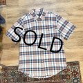 POLO RALPH LAUREN【ラルフローレン】ビンテージ【白ｘ青ｘ黄】【インディアンマドラスチェック】【ボタンダウン半袖シャツ】【サイズL】  