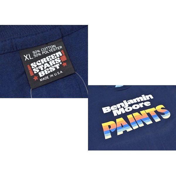 画像2: ほぼ未使用 90's【USA製】スクリーンスターズ【ビンテージ】【ベンジャミンムーア】【紺】【Tシャツ】【サイズＸＬ】 