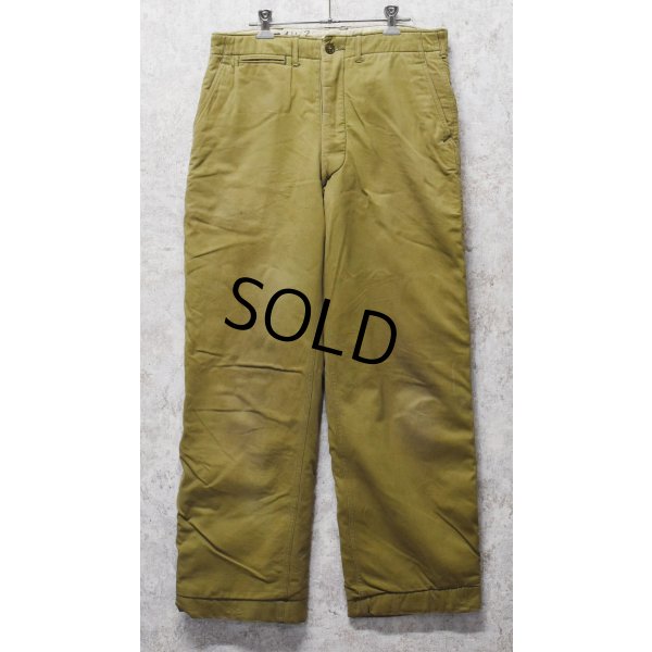 画像1: 【40's】【ビンテージ】U.S.ARMY 米軍実物【裏地付きチノパンツ】ウール裏地【チノパンツ】M41 M42【チノパン】【W33程度】 