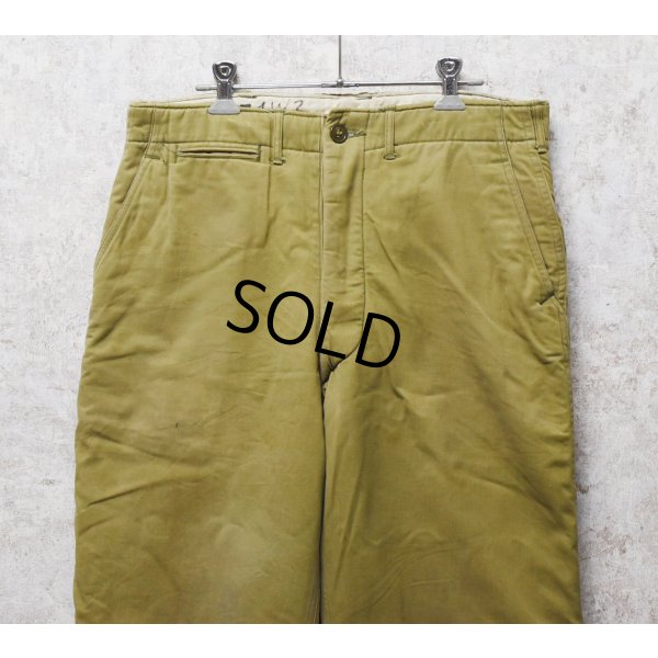 画像3: 【40's】【ビンテージ】U.S.ARMY 米軍実物【裏地付きチノパンツ】ウール裏地【チノパンツ】M41 M42【チノパン】【W33程度】 