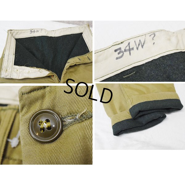 画像2: 【40's】【ビンテージ】U.S.ARMY 米軍実物【裏地付きチノパンツ】ウール裏地【チノパンツ】M41 M42【チノパン】【W33程度】 