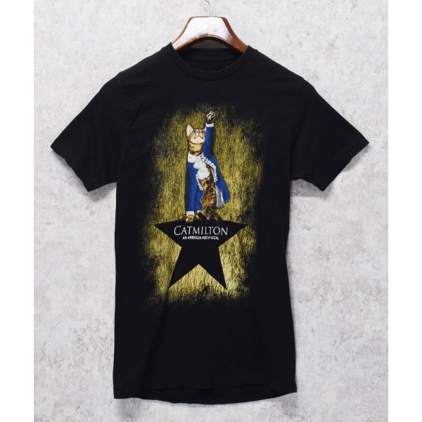 画像1: 【ビンテージ】【BLACK MATTER】黒【CATMILTON】猫プリント【Tシャツ】【サイズS】 