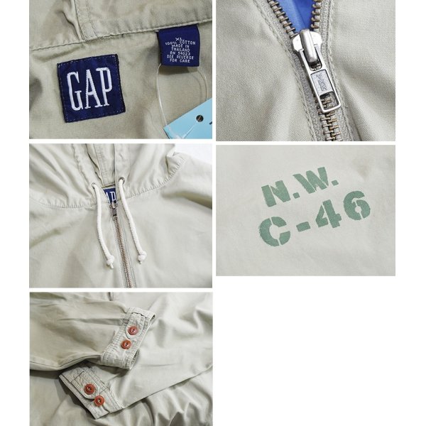 画像3: 90's【ビンテージ】【オールドギャップ】【GAP】【ベージュ】【N.W.C-46ステンシル】アノラックパーカー【サイズＸＬ】 