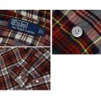 画像2: ビンテージ【POLO RALPH LAUREN】ラルフローレン 赤ｘ白ｘ黄 チェック【ライトフランネルシャツ】オープンカラーシャツ サイズL<br> (2)