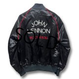 70's~USA製 ビンテージ【JOHN LENNON】 ジョンレノン【黒×赤】【ナイロンジャケット】サテンジャケット【ナイロンブルゾン】【サイズL】 