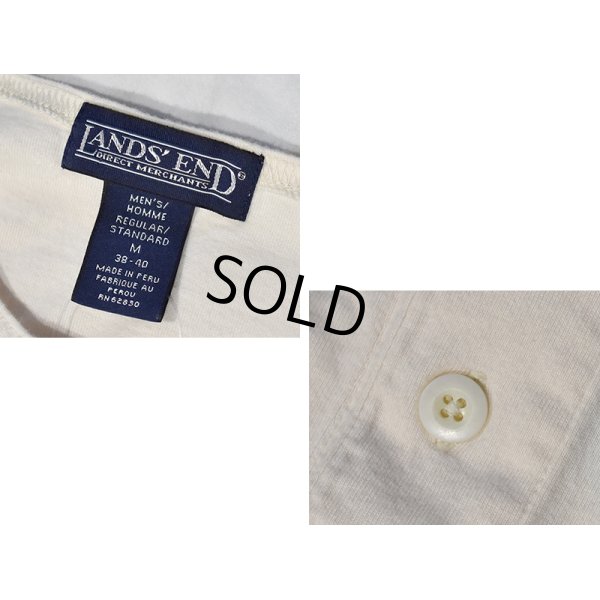画像2: 【ビンテージ】【ランズエンド】【LANDS' END】【白ｘグレー】【ヘンリーネック】ベースボールＴシャツ【サイズＭ】 