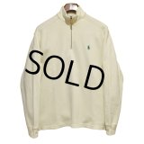 オールド【ラルフローレン】POLO RALPH LAUREN【クリーム色】【無地】【ハーフジップ】【コットンセーター】【サイズＭ】  