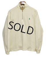 オールド【ラルフローレン】POLO RALPH LAUREN【クリーム色】【無地】【ハーフジップ】【コットンセーター】【サイズＭ】  