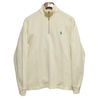 オールド【ラルフローレン】POLO RALPH LAUREN【クリーム色】【無地】【ハーフジップ】【コットンセーター】【サイズＭ】  